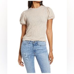 Halogen Puff Sleeve Crewneck Top